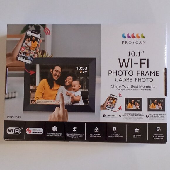 Proscan 10.1" Digital Picture Frame LCD Touchscree Other - PROSCAN 10.1" LED TOUCHSCREEN DIGITAL PICTURE FRAME WITH Wi-Fi AND CLOUD  16 GB